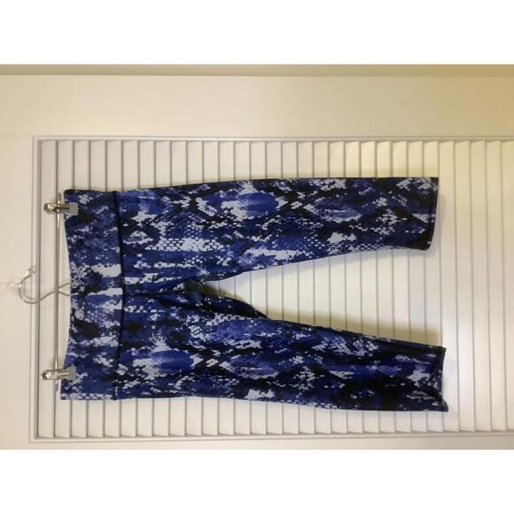 Alo Yoga Pants - ALO Yoga Crop Blue Snakeskin Legging S Animal Print Athleisure Sporty Workout
